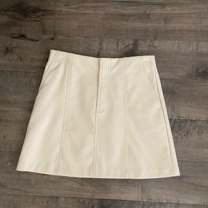 Zara Cream Faux Leather Skirt